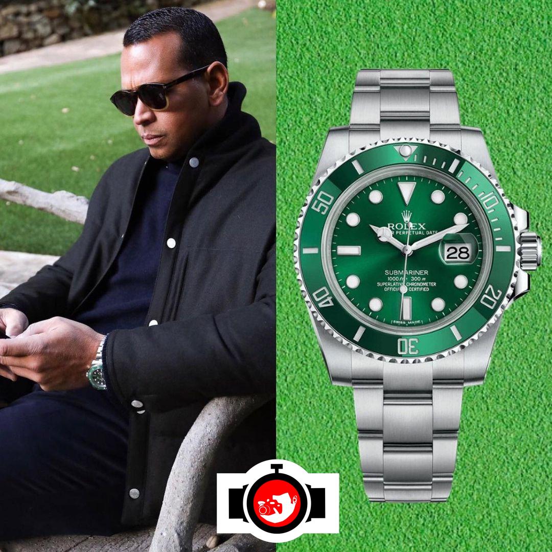 baseball player Alex Rodriquez spotted wearing a Rolex 116610LV