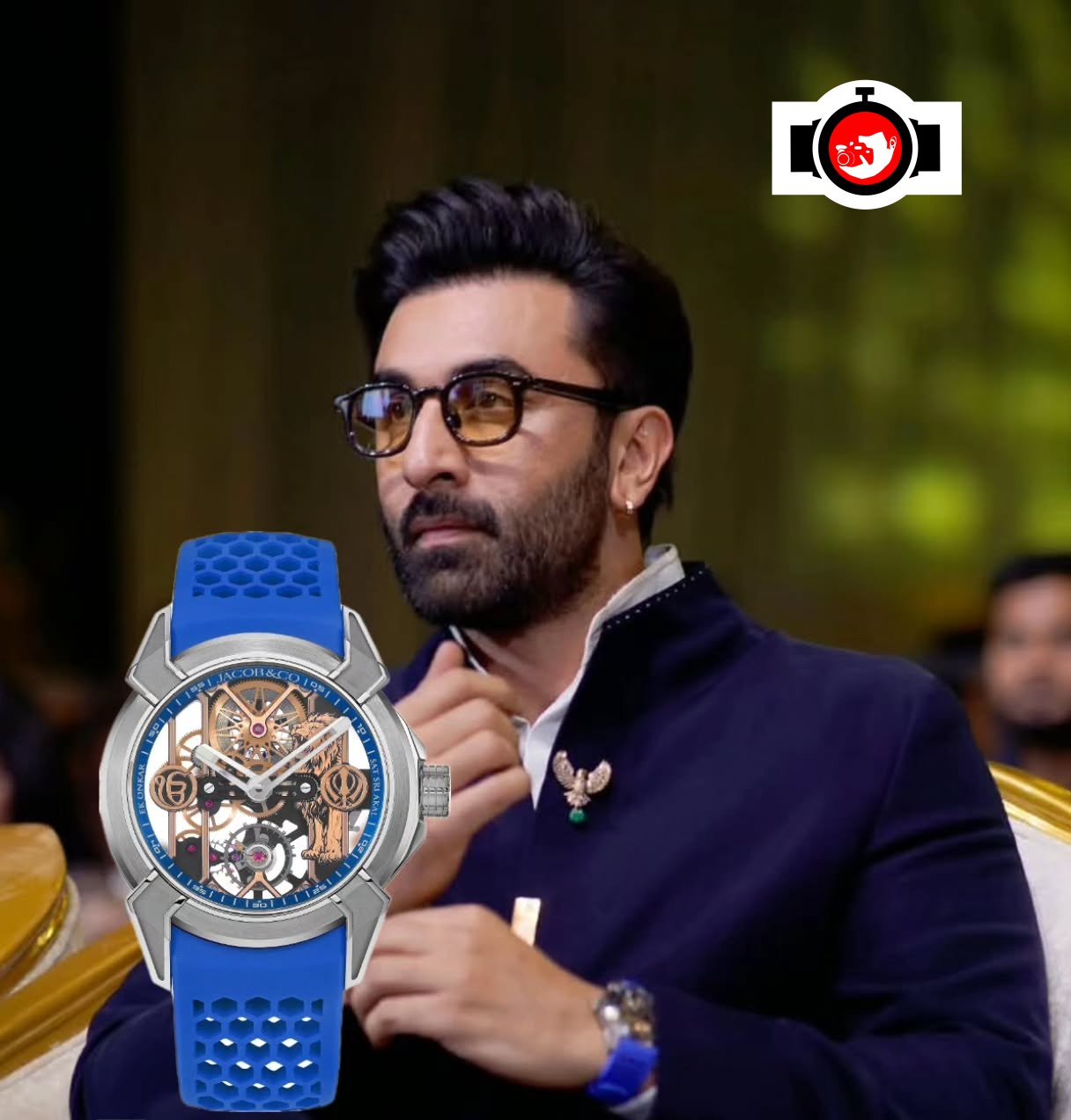 actor Ranbir Kapoor spotted wearing a Jacob & Co. EX110.20.AT.AA.ABRUA