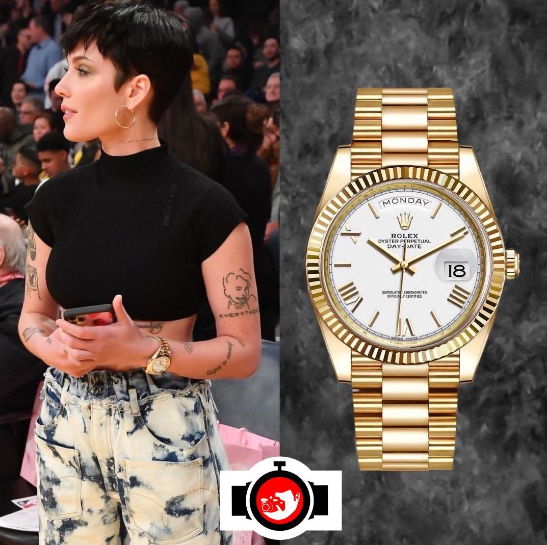 singer Halsey spotted wearing a Rolex 228238