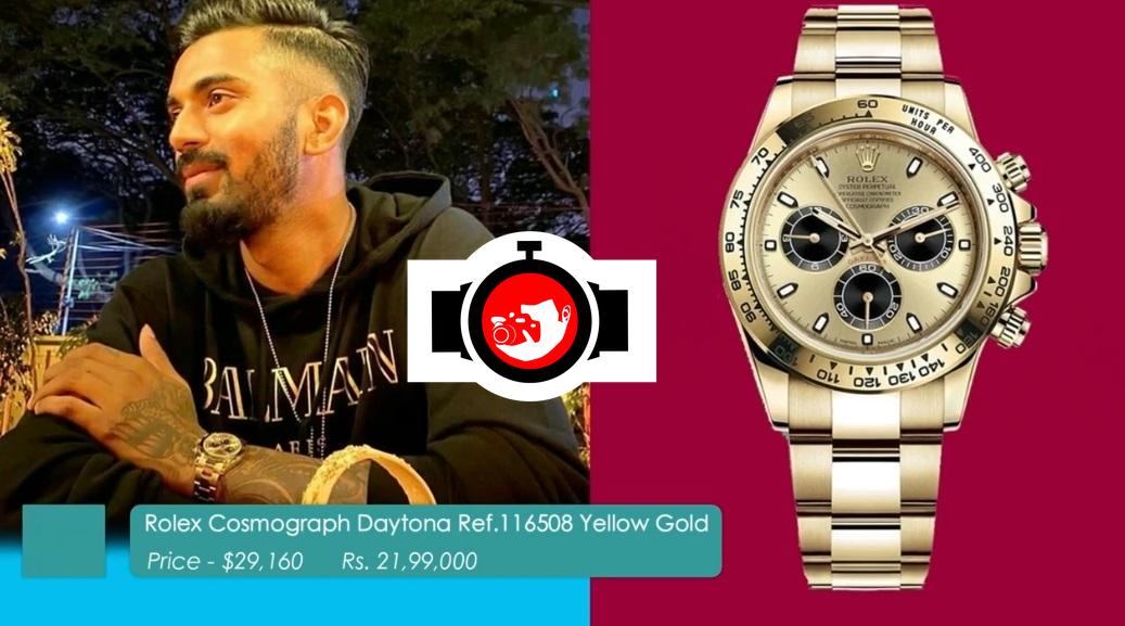 cricketer KL Rahul spotted wearing a Rolex 116508