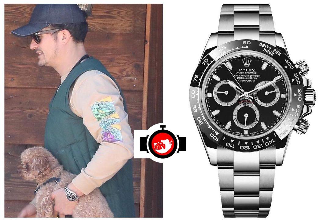 actor Orlando Bloom spotted wearing a Rolex 116500