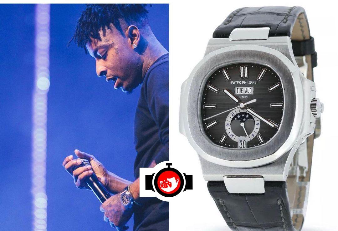 rapper 21 Savage spotted wearing a Patek Philippe 5726A