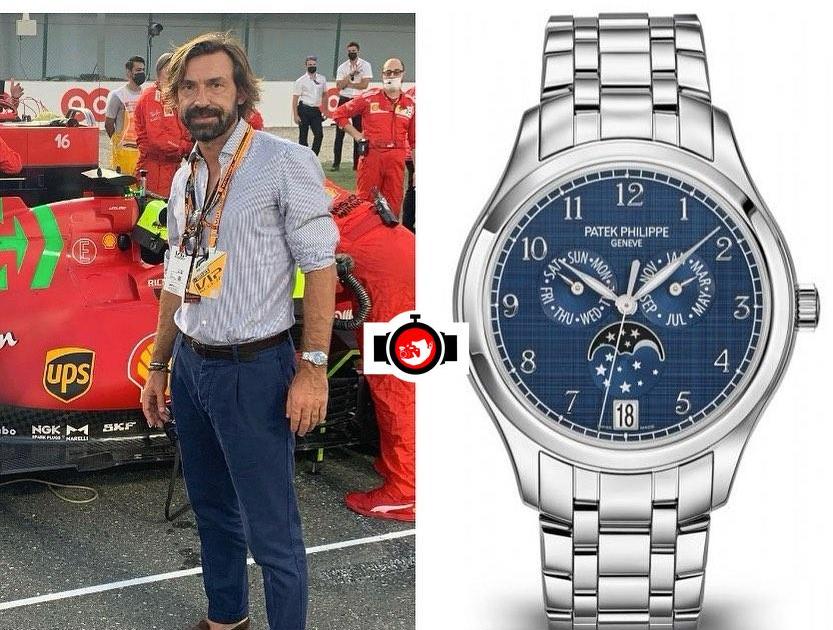 football manager Andrea Pirlo spotted wearing a Patek Philippe 4947//1A