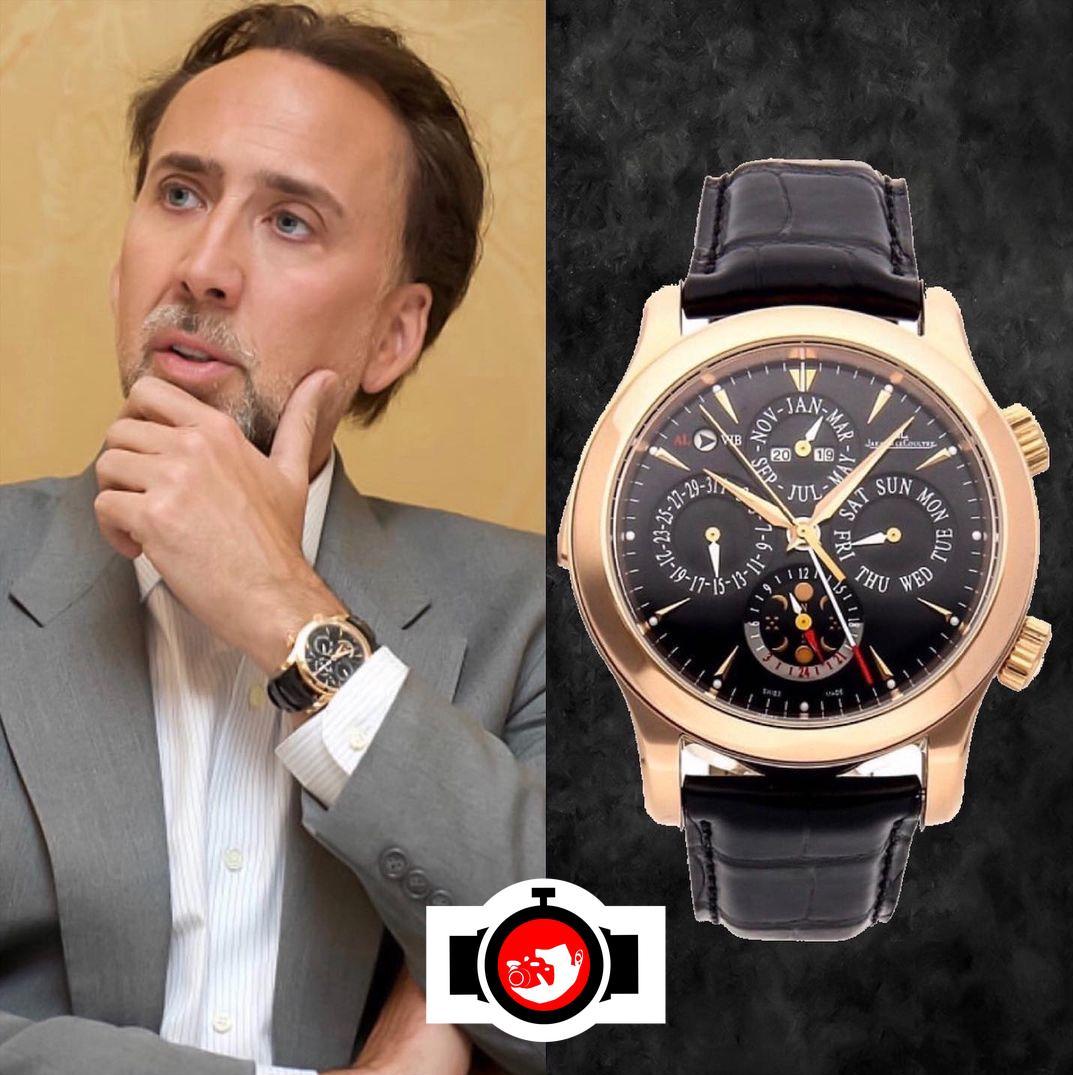 actor Nicolas Cage spotted wearing a Jaeger LeCoultre Q163247A