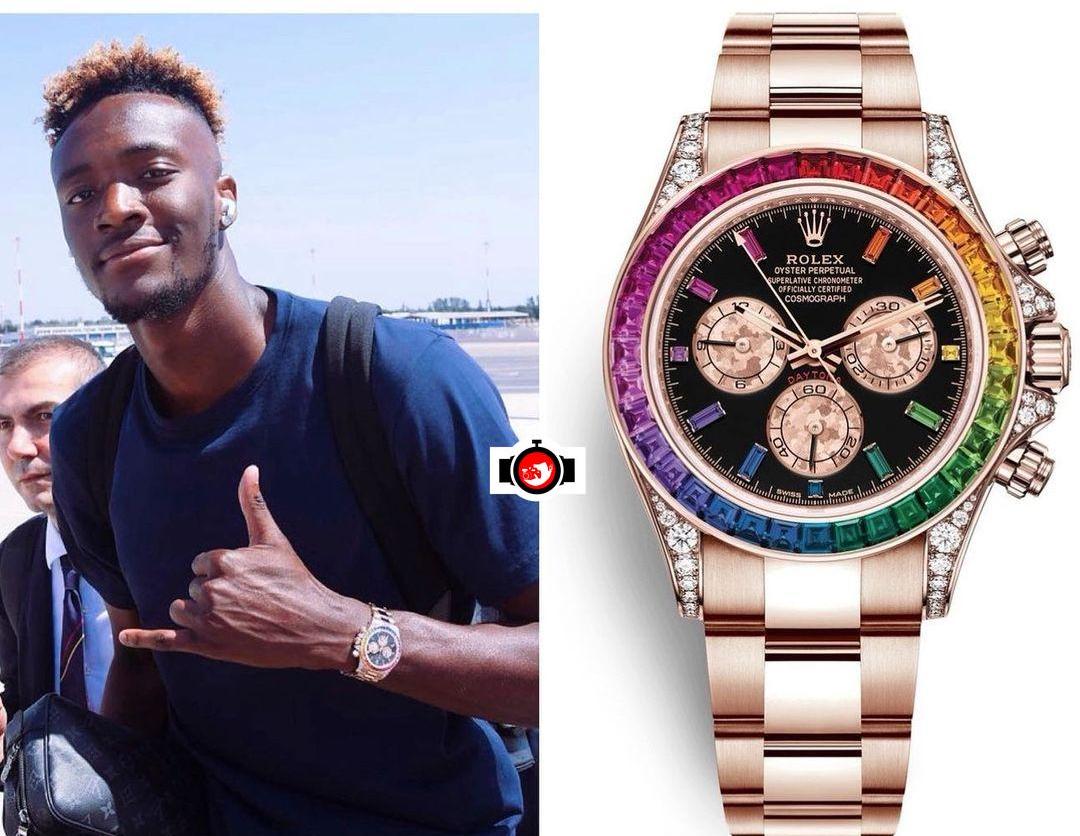 footballer Tammy Abraham spotted wearing a Rolex 116595RBOW