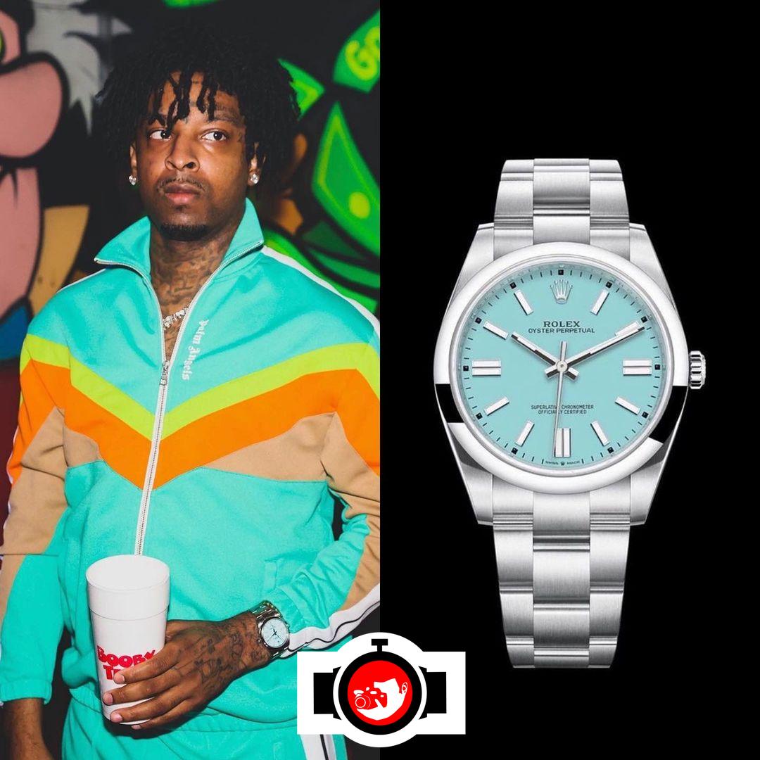rapper 21 Savage spotted wearing a Rolex 