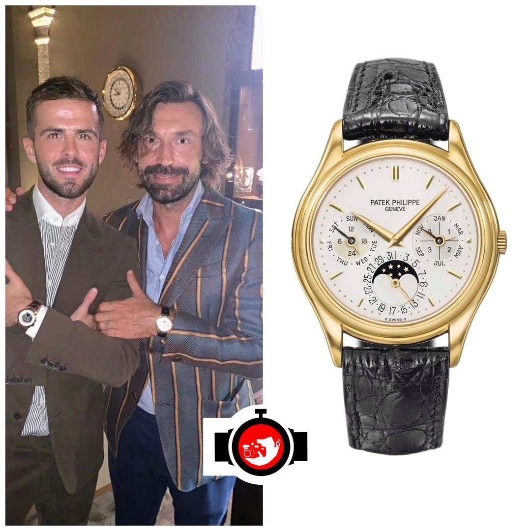 football manager Andrea Pirlo spotted wearing a Patek Philippe 3940J