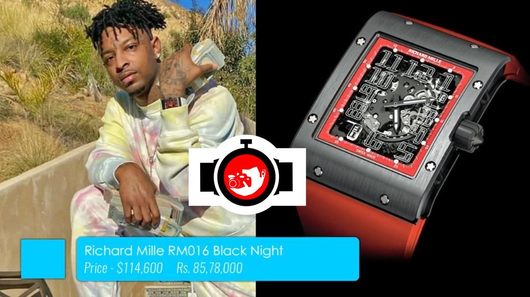 rapper 21 Savage spotted wearing a Richard Mille RM16