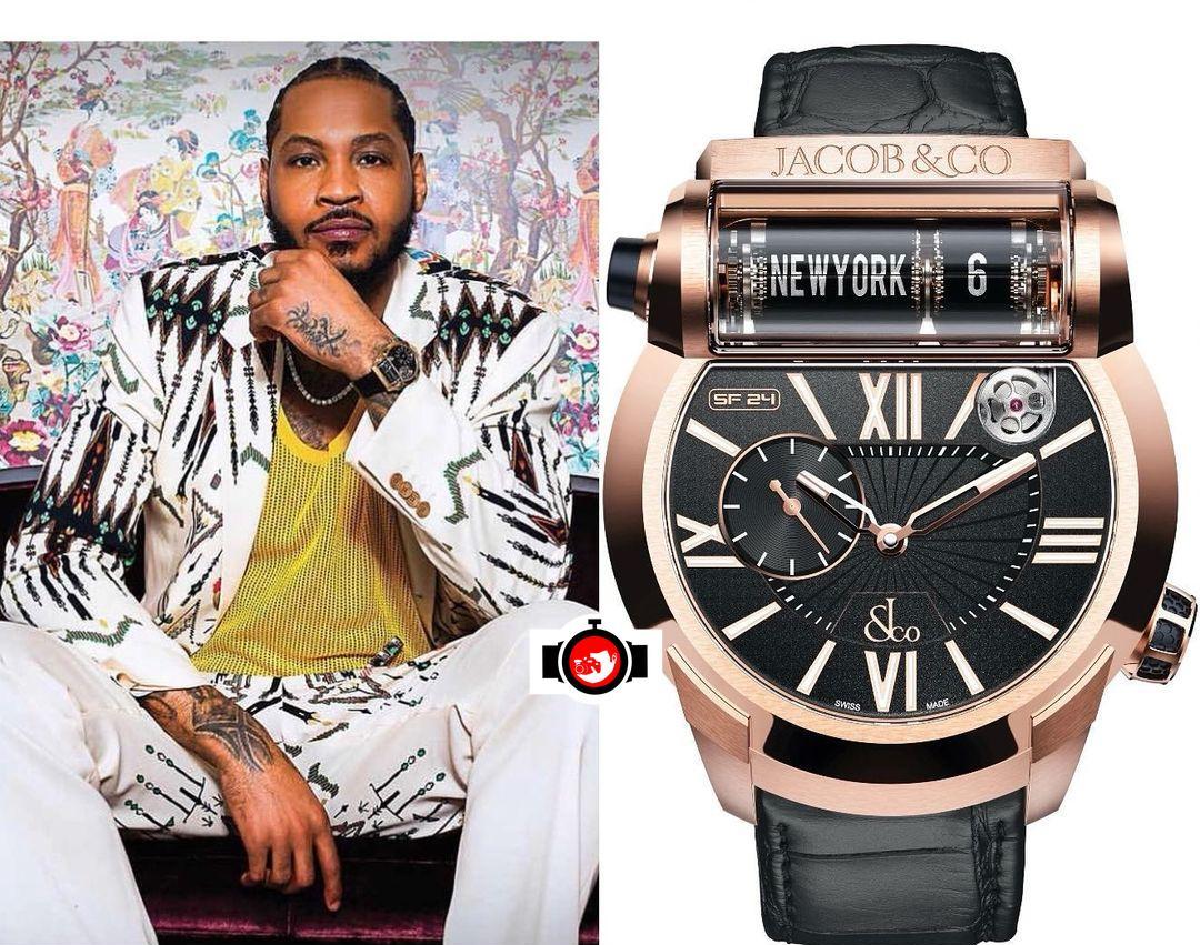 basketball player Carmelo Anthony spotted wearing a Jacob & Co ES102.40.NS.LC.A