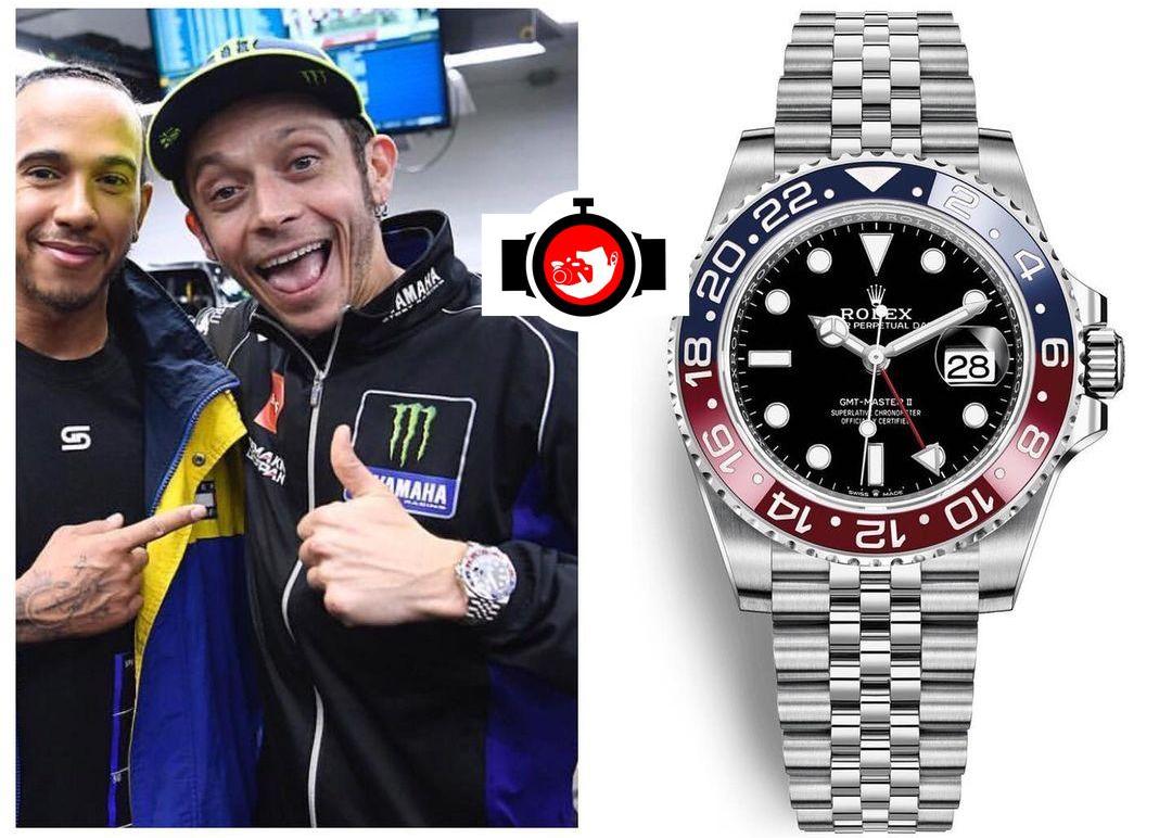 pilot Valentino Rossi spotted wearing a Rolex 126710BLRO️