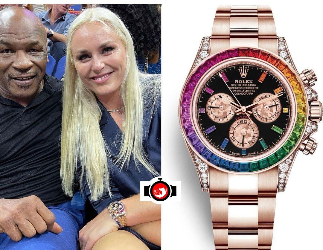 athlete Lindsey Vonn spotted wearing a Rolex 116595RBOW