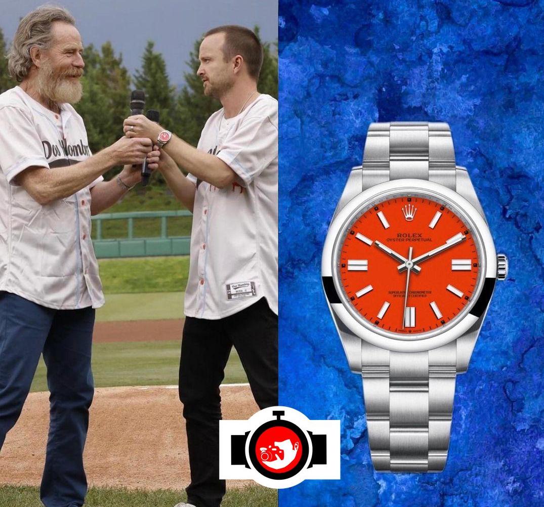 actor Aaron Paul spotted wearing a Rolex 124300