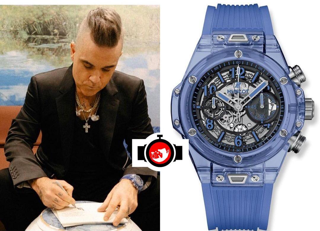 singer Robbie Williams spotted wearing a Hublot 411.JL.4809.RT