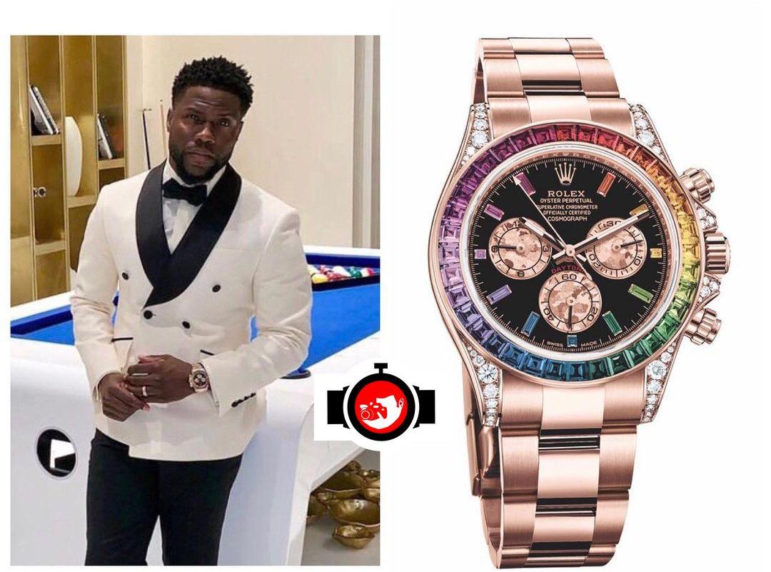comedian Kevin Hart spotted wearing a Rolex 116595RBOW