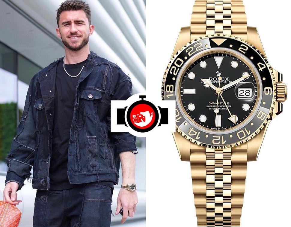 footballer Aymeric Laporte spotted wearing a Rolex 126718GRNR