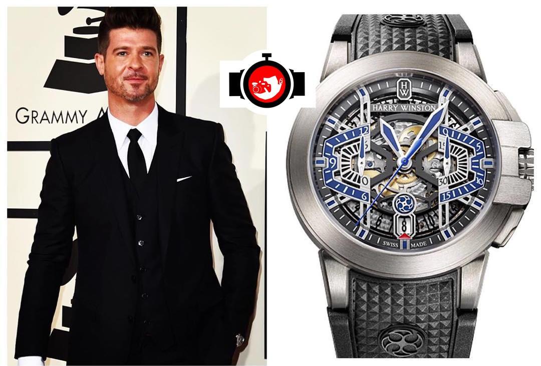 singer Robin Thicke spotted wearing a Harry Winston 