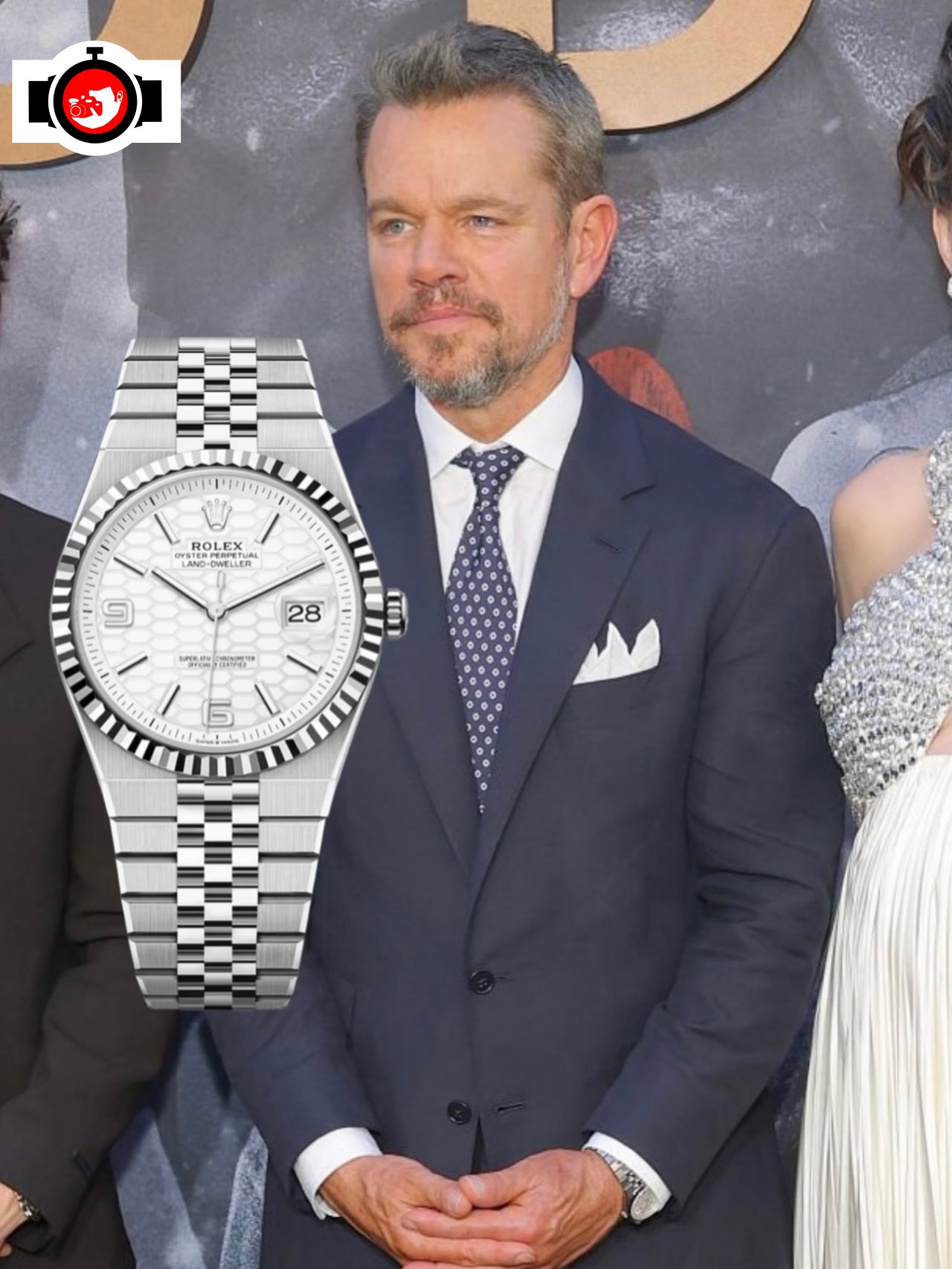 Matt Damon Spotted Wearing Stainless Steel Rolex Land-Dweller at The Odyssey Premiere
