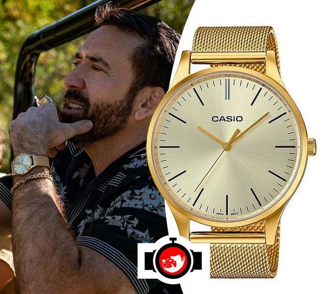 actor Nicolas Cage spotted wearing a Casio LTP-E140G-9AVT