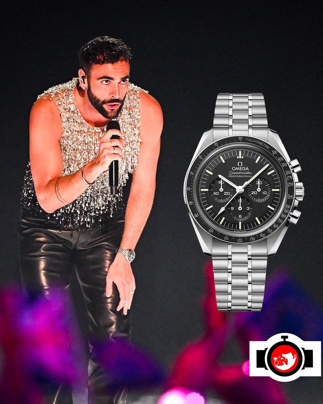 singer Marco Mengoni spotted wearing a Omega 310.30.42.50.01.002
