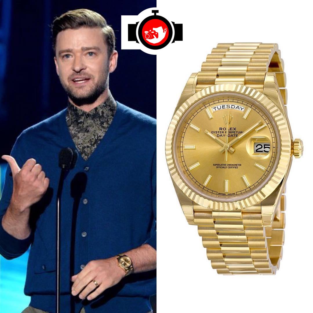 singer Justin Timberlake spotted wearing a Rolex 228238