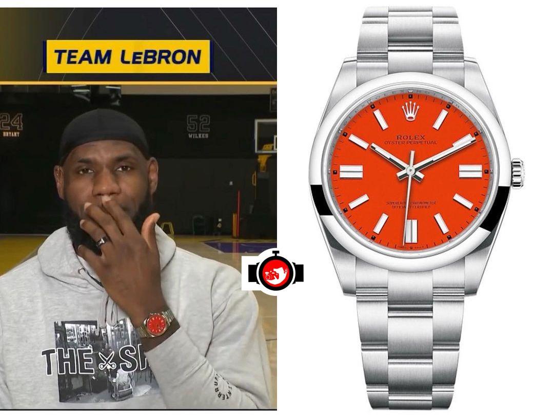 LeBron James's Love for Luxury Timepieces: A Closer Look at his 41mm OysterSteel Rolex Oyster Perpetual with a Red Dial