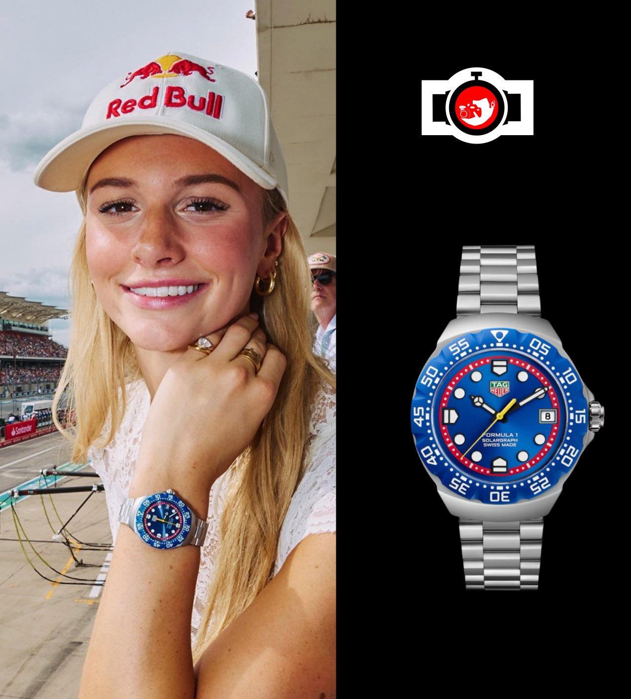 Summer McIntosh Spotted Wearing TAG Heuer Formula 1 Solargraph Oracle Red Bull Racing Edition at Formula 1 Austin Grand Prix