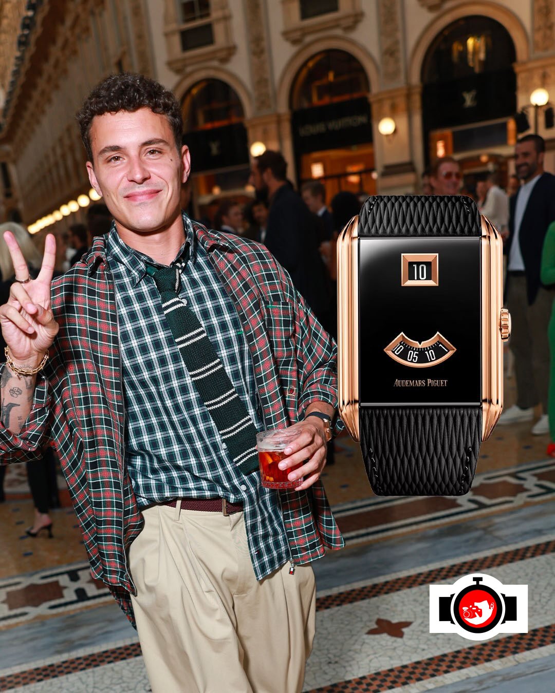 actor Aaron Piper spotted wearing a Audemars Piguet 15210BR