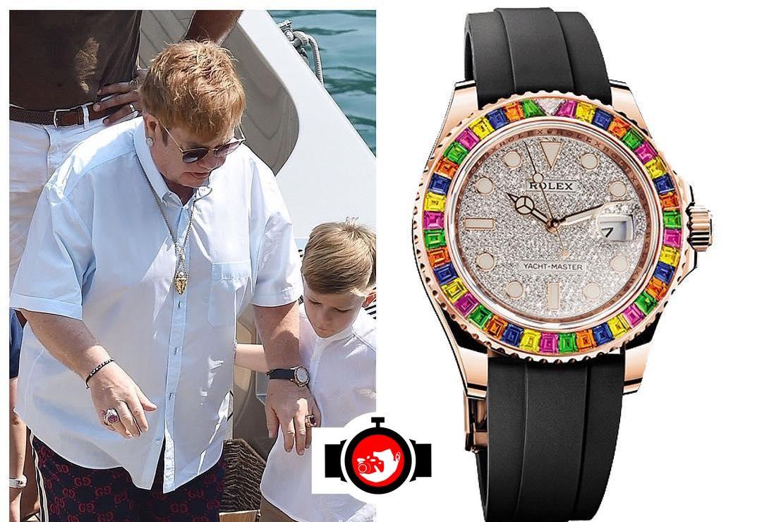 singer Elton John spotted wearing a Rolex 116695SATS