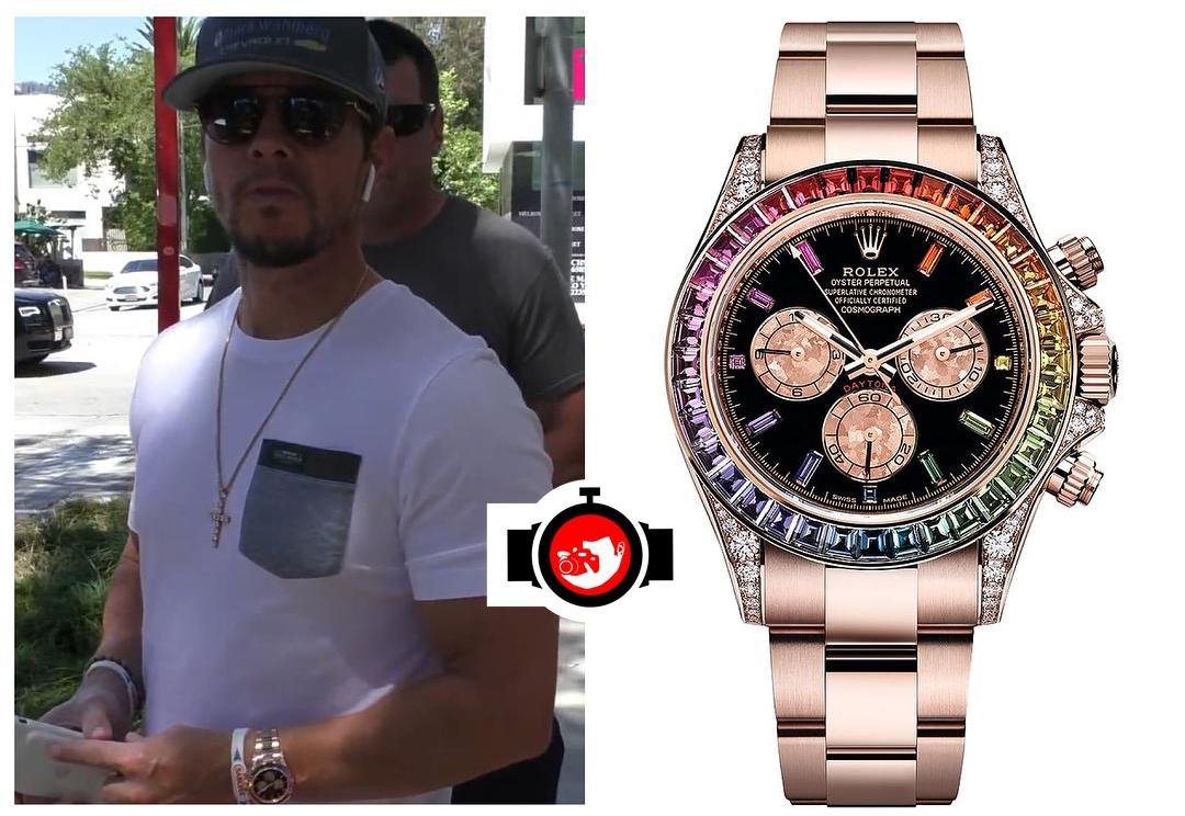 actor Mark Wahlberg spotted wearing a Rolex 116595RBOW