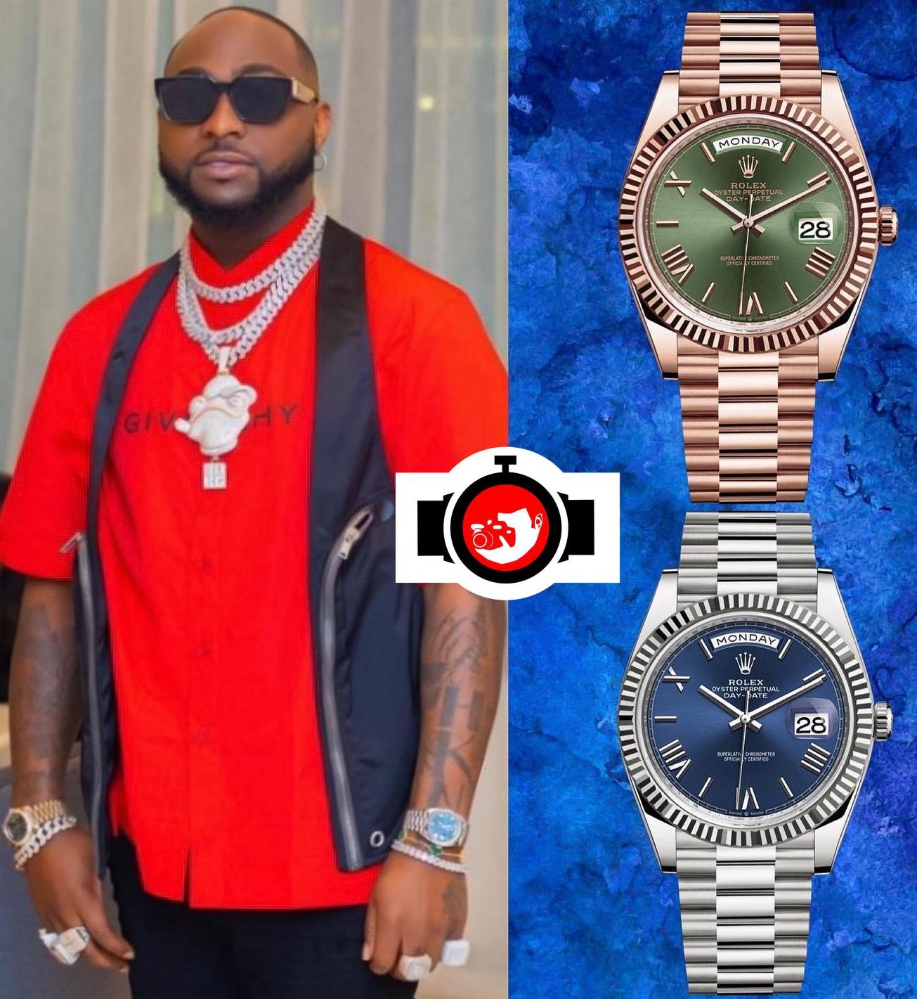 singer Davido spotted wearing a Rolex 228239