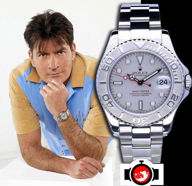 actor Charlie Sheen spotted wearing a Rolex 