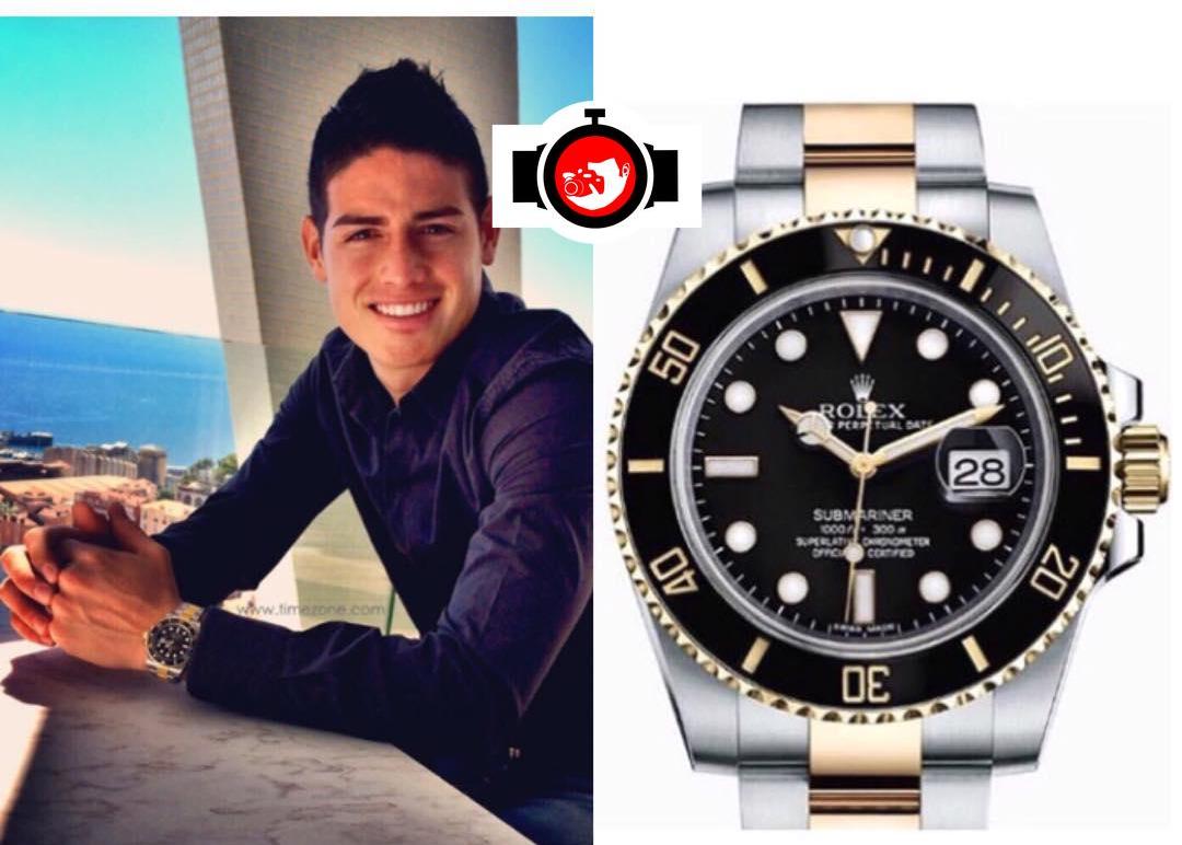 footballer James Rodriguez spotted wearing a Rolex 116613LB