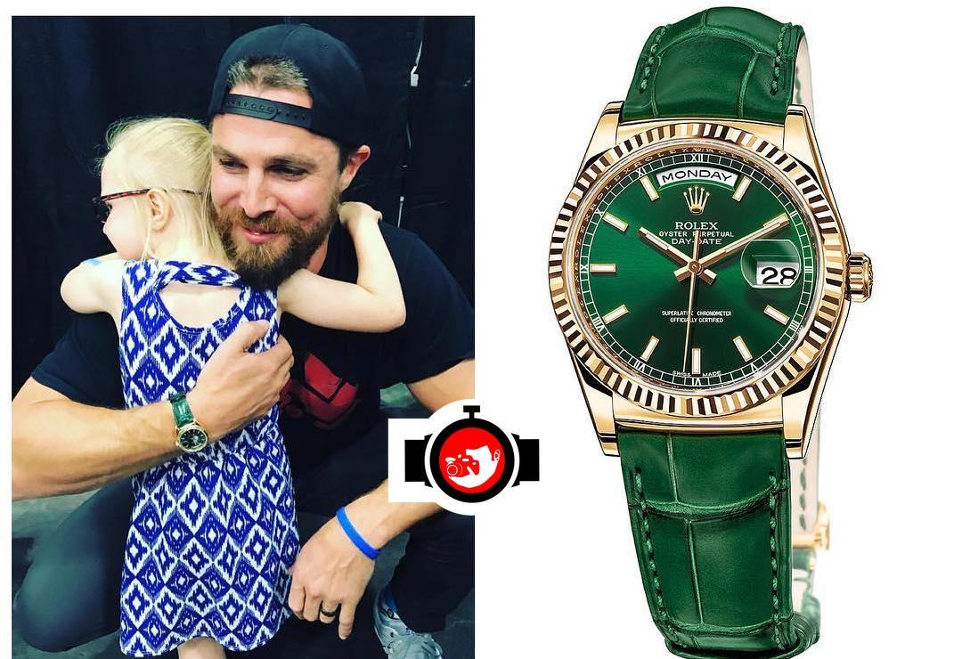 actor Stephen Amell spotted wearing a Rolex 118138GSL