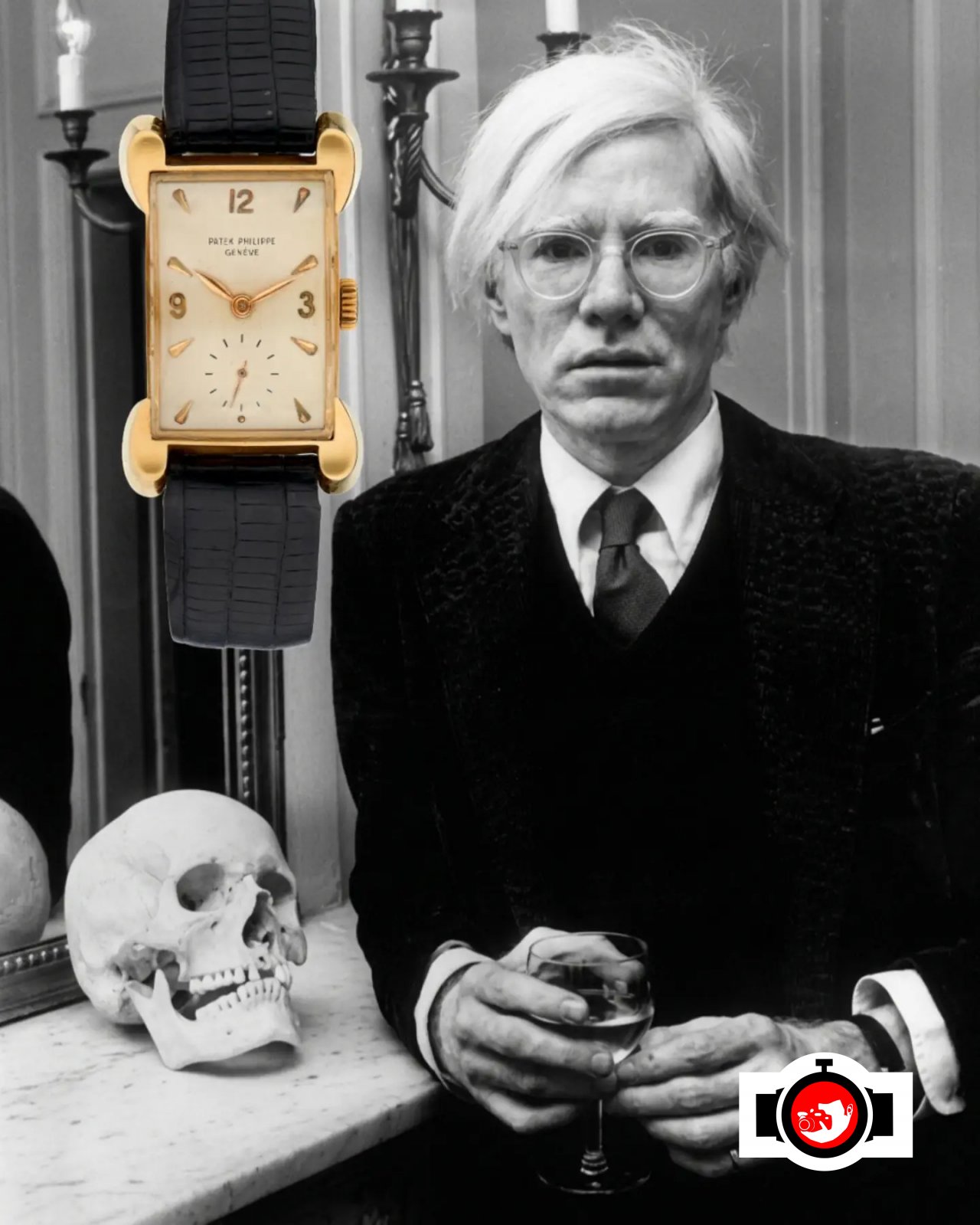 artist Andy Warhol spotted wearing a Patek Philippe 2503