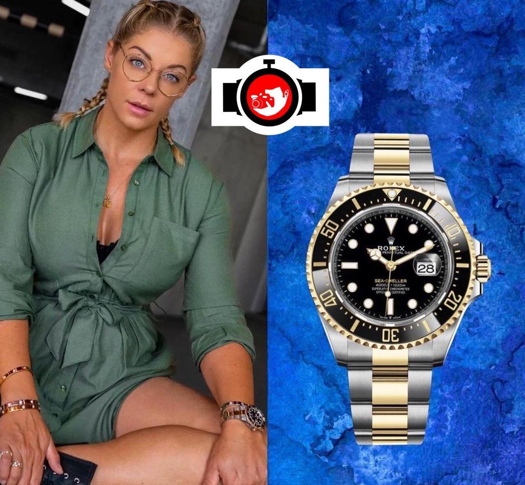model Mia Sand spotted wearing a Rolex 126603