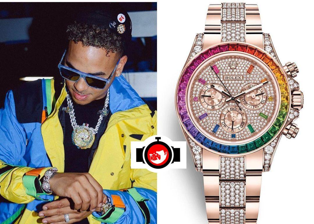 singer Ozuna spotted wearing a Rolex 116595RBOW