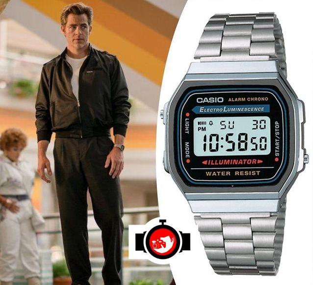 actor Chris Pine spotted wearing a Casio A168W-1