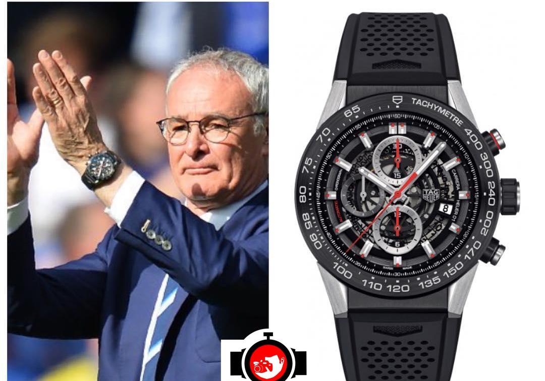 football manager Claudio Ranieri spotted wearing a Tag Heuer CAR2A1Z.FT6044