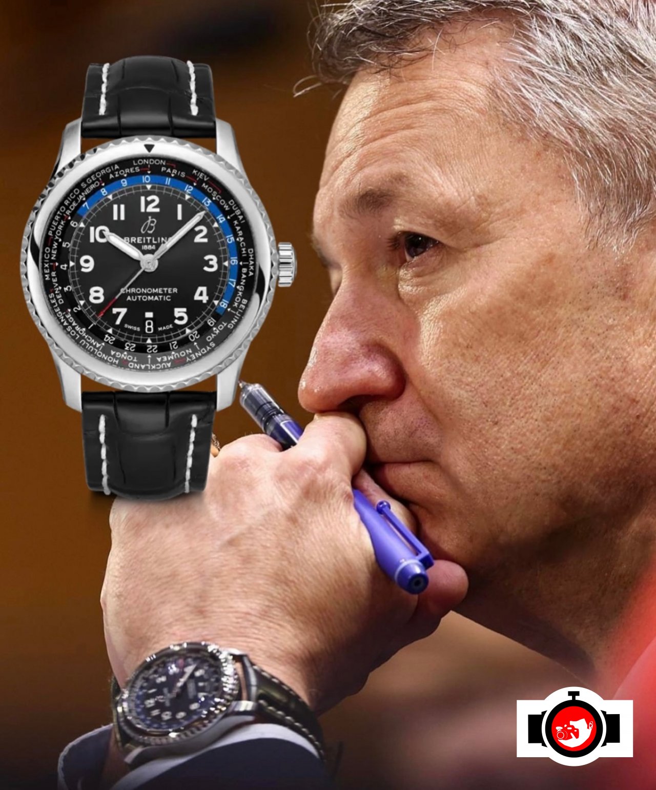 politician Dan Caine spotted wearing a Breitling A2432212/B726