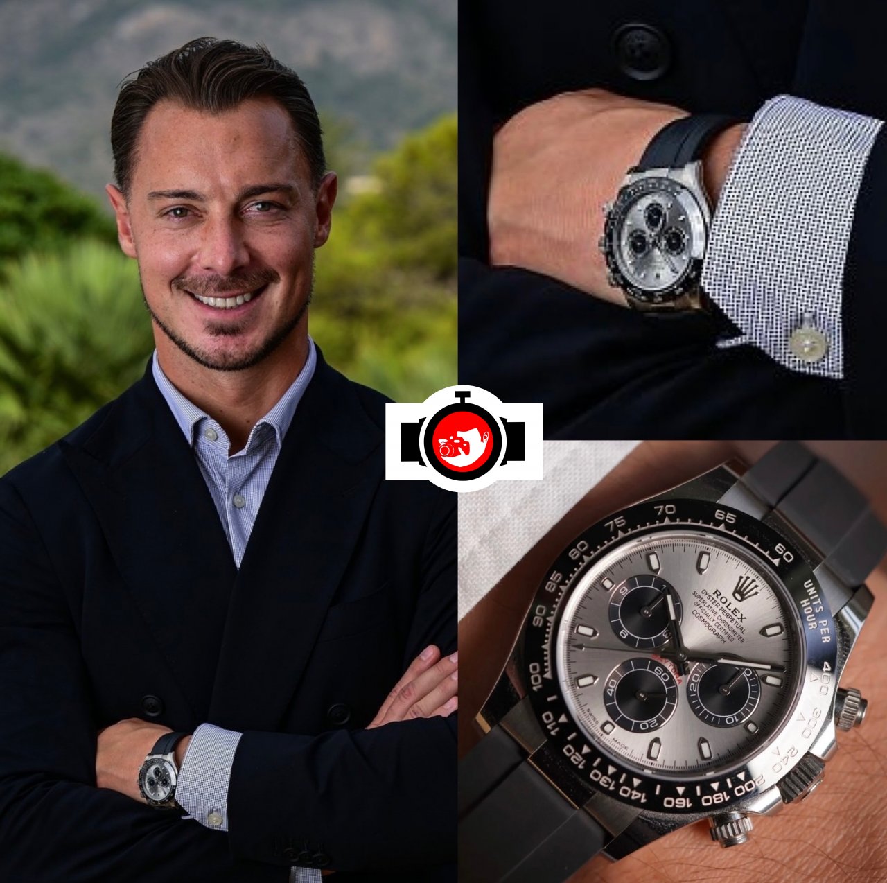 football manager Matthias Jaissle spotted wearing a Rolex 116519LN-0027