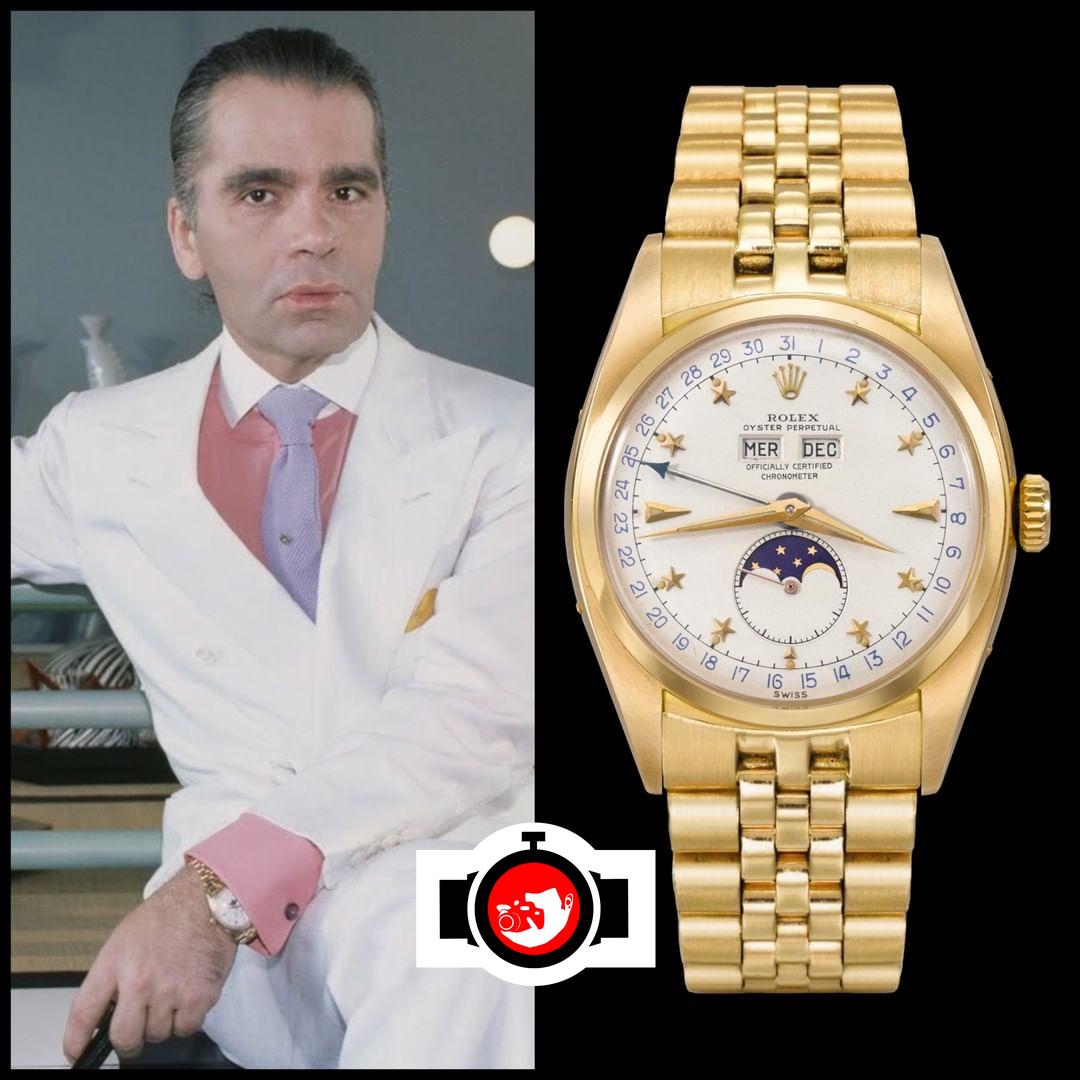designer Karl Lagerfeld spotted wearing a Rolex 6062
