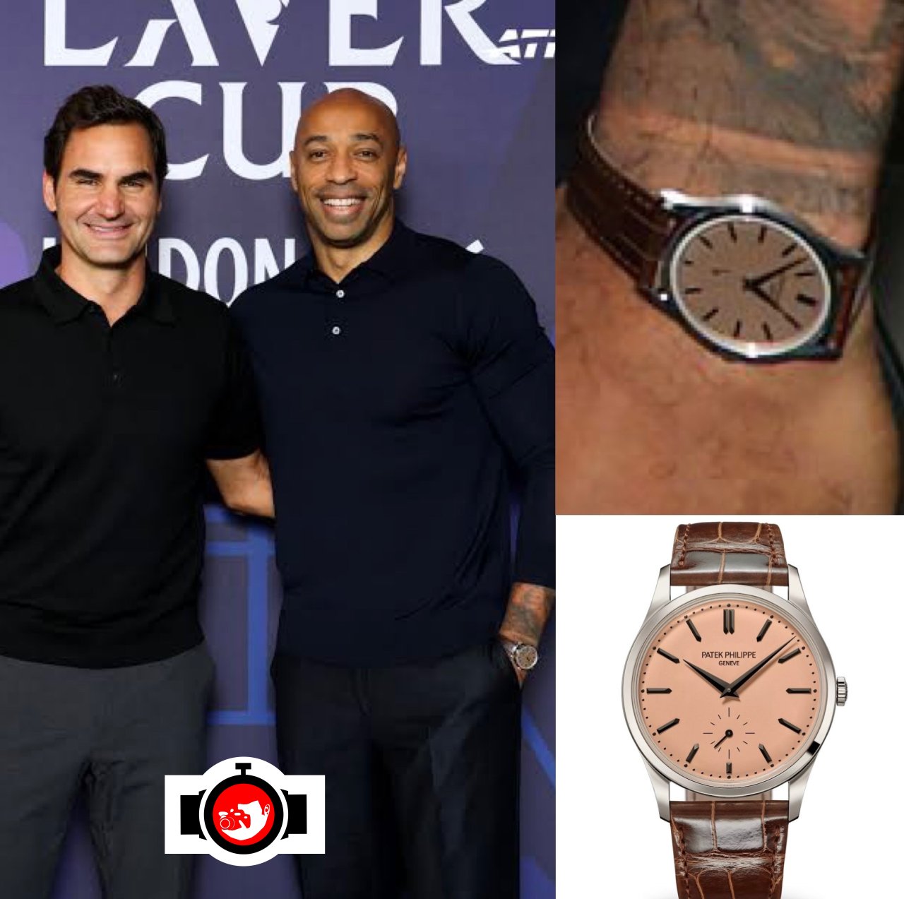 footballer Thierry Henry spotted wearing a Patek Philippe 6196P-001