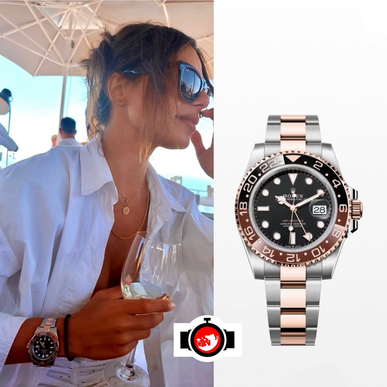 model Eleftheria Eleftheriou spotted wearing a Rolex 126711CHNR