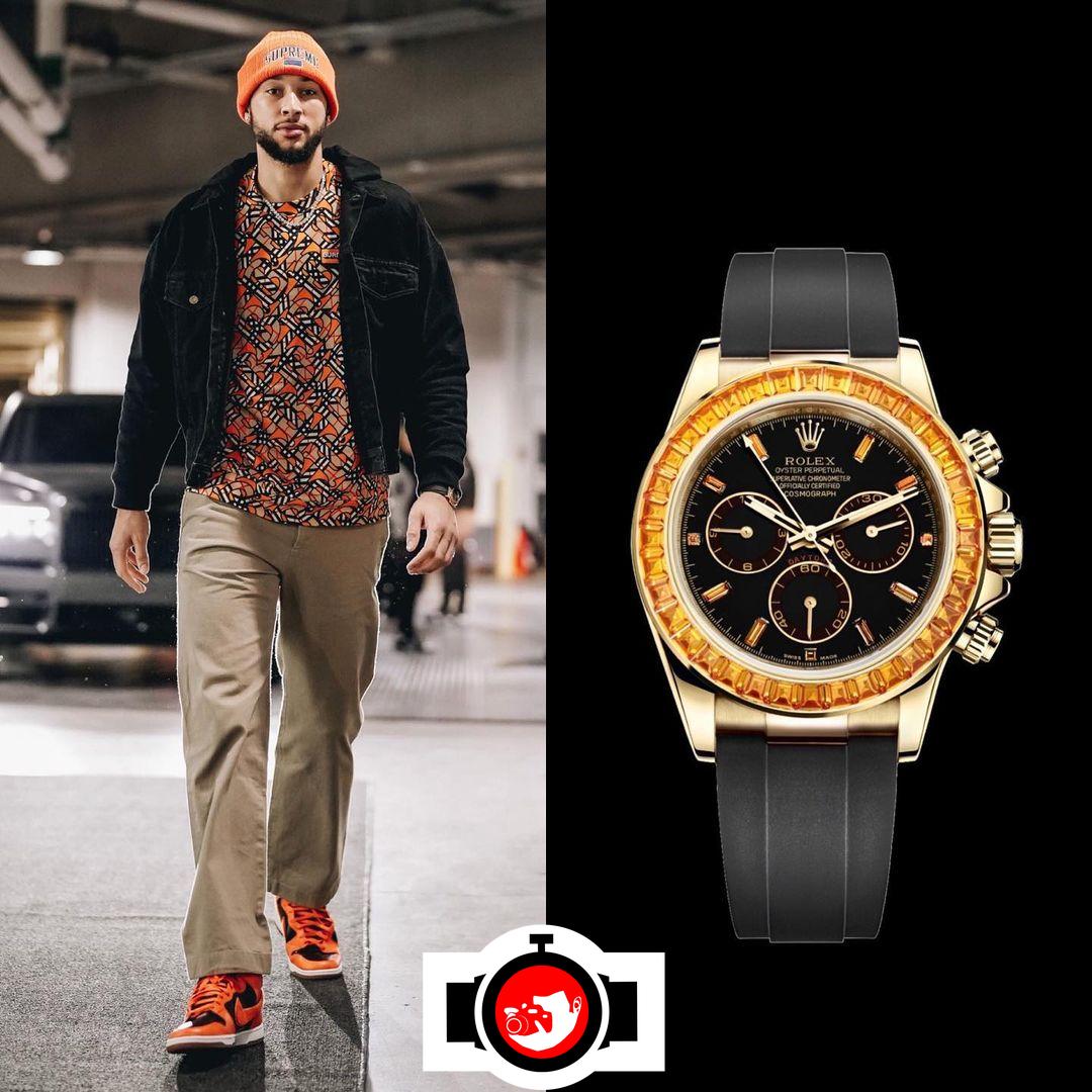 basketball player Ben Simmons spotted wearing a Rolex 116588SACO