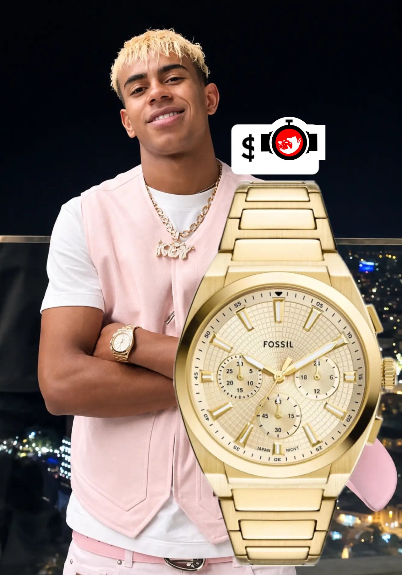 footballer Lamine Yamal spotted wearing a Fossil FS4735