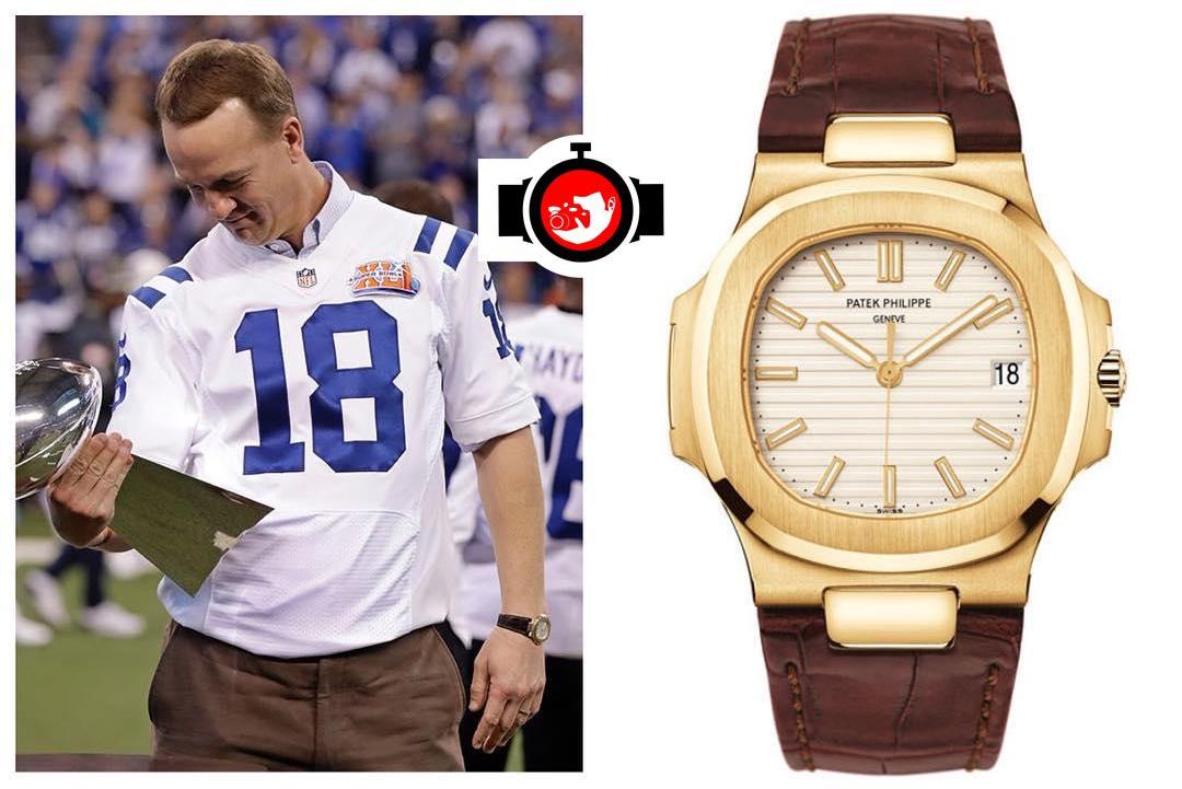 american football player Peyton Manning spotted wearing a Patek Philippe 