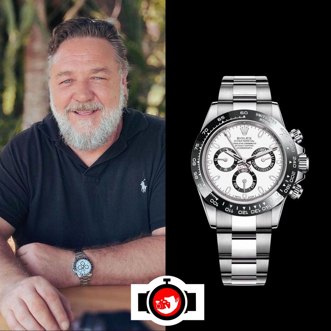 actor Russell Crowe spotted wearing a Rolex 116500