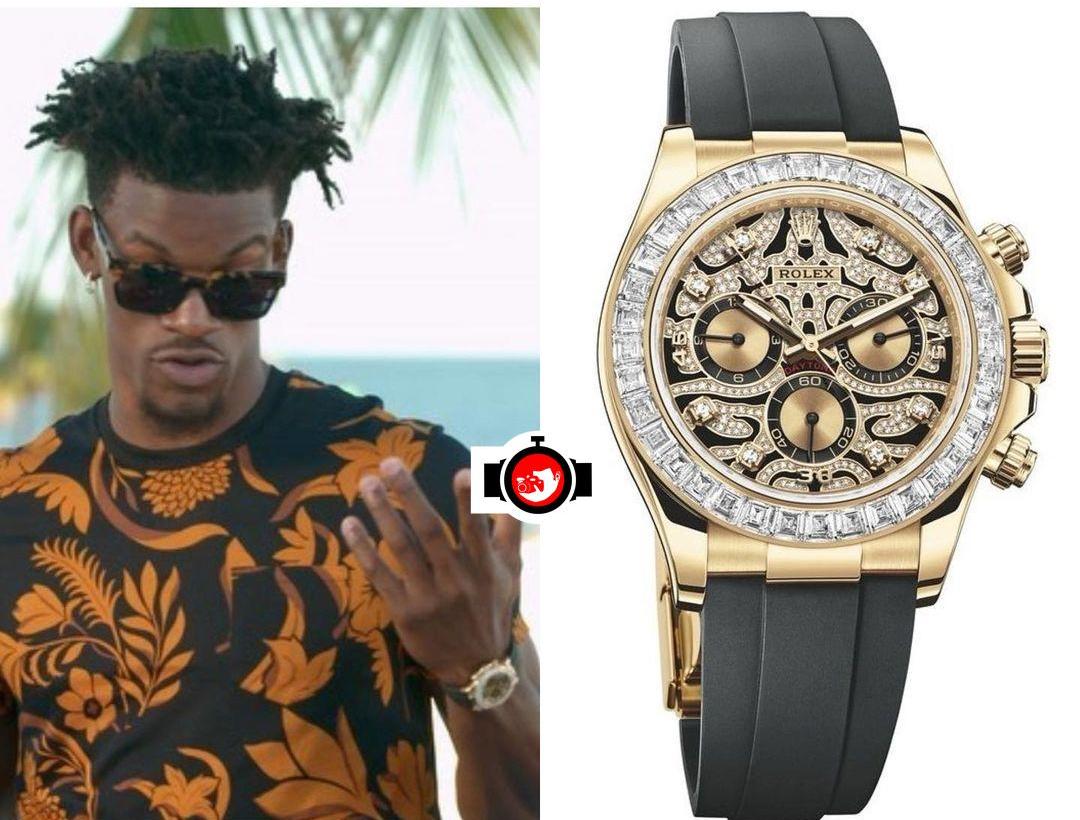basketball player Jimmy Butler spotted wearing a Rolex 116588TBR