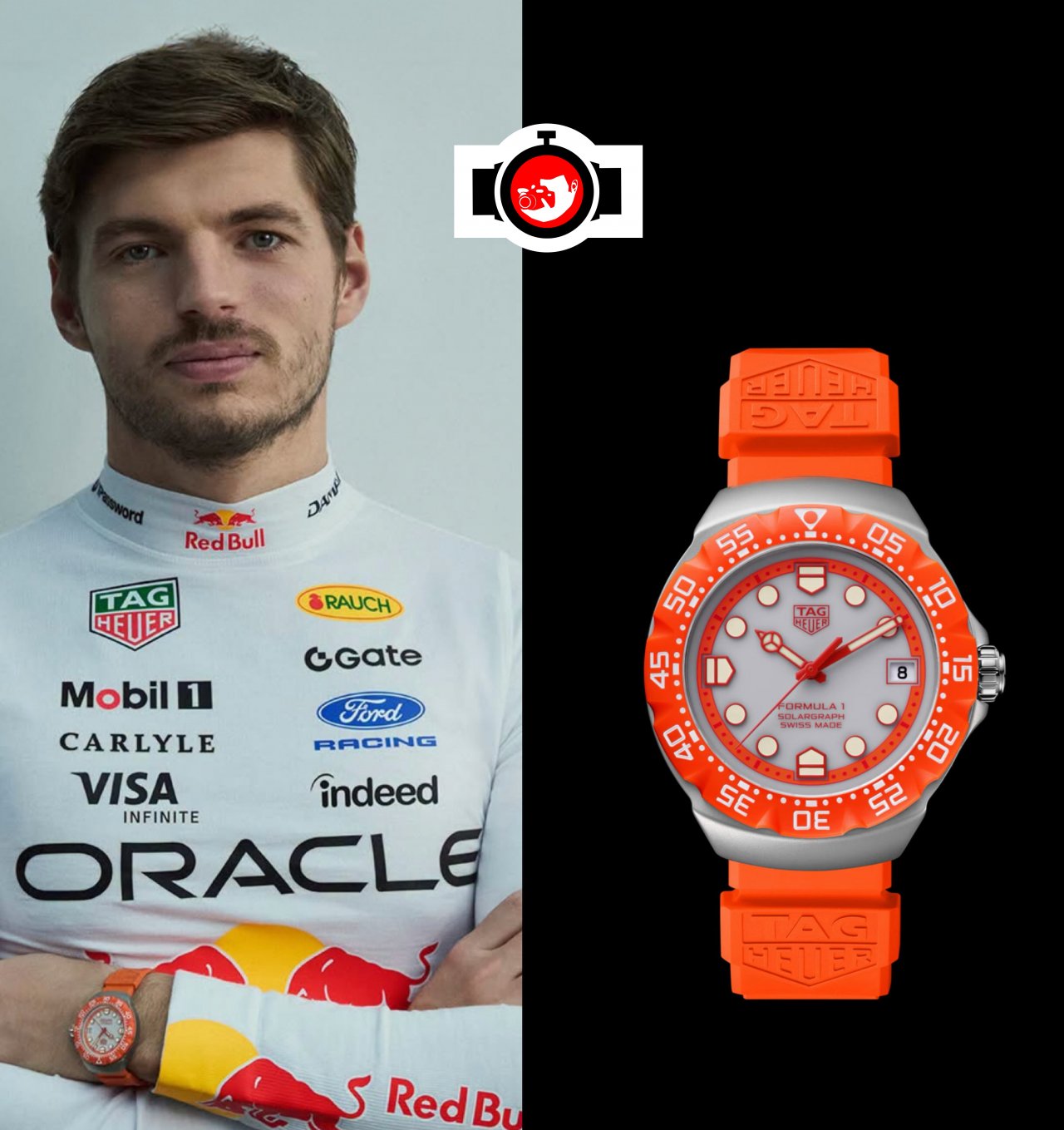 racing driver Max Verstappen spotted wearing a TAG Heuer WBD111A.BA0928