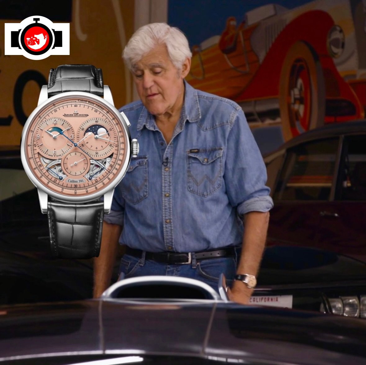 television presenter Jay Leno spotted wearing a Jaeger LeCoultre Q6042520